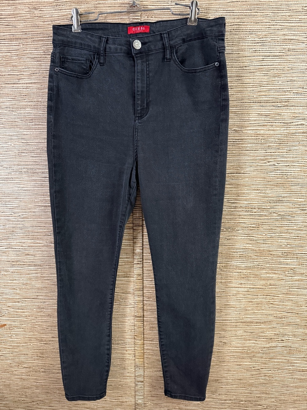 Guess Jeans High Rise Slim Ankle Women’s 32 Black Gray Concrete Faded Stretch - Picture 1 of 8